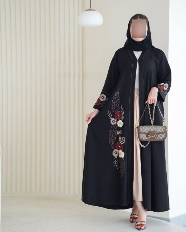 Royal Krepp-Abaya mit Floralem Design