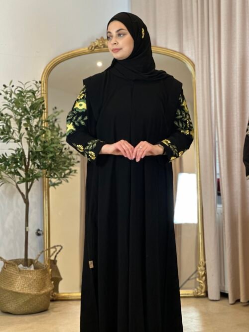 Alltags Abaya mit Blümschen Details