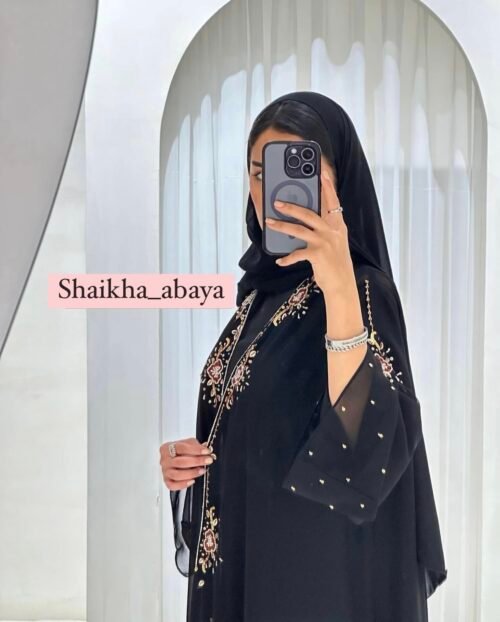 Bestickte Chiffon Abaya