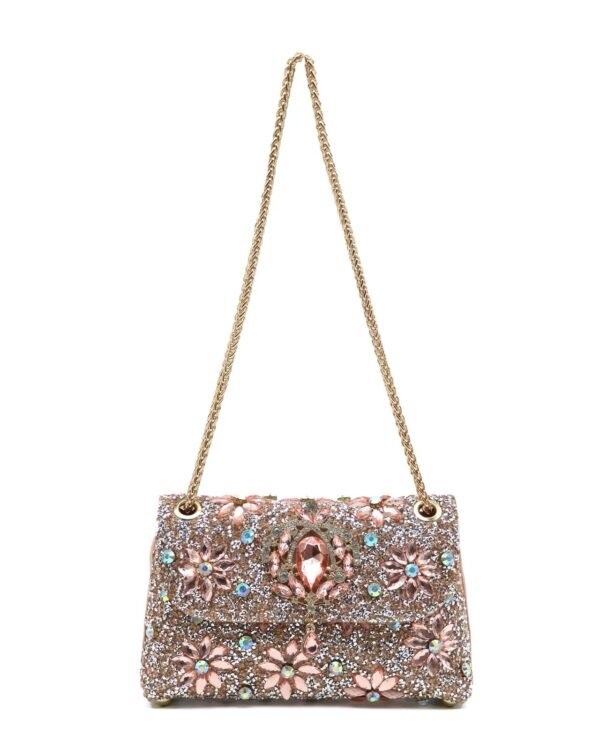 Clutch with fancy crystal in pink