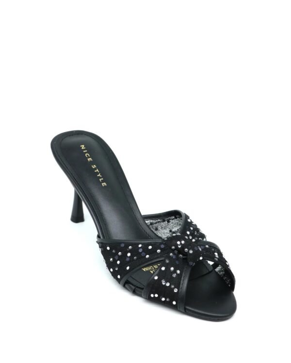 Chic Open_Toe Heeled Mules for women Black /AB