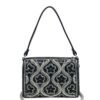 Crystal flowers clutch in black