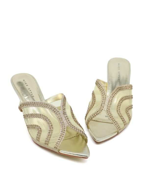 Transparent Design Medium Heel Sandals Gold