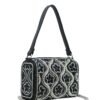 Crystal flowers clutch in black