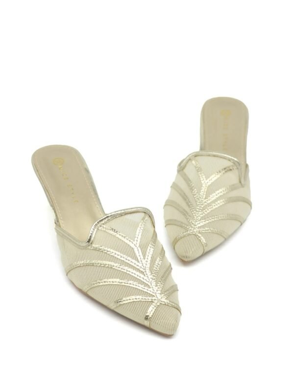 Elegant Low Heel Closed Toe Sandals Gold