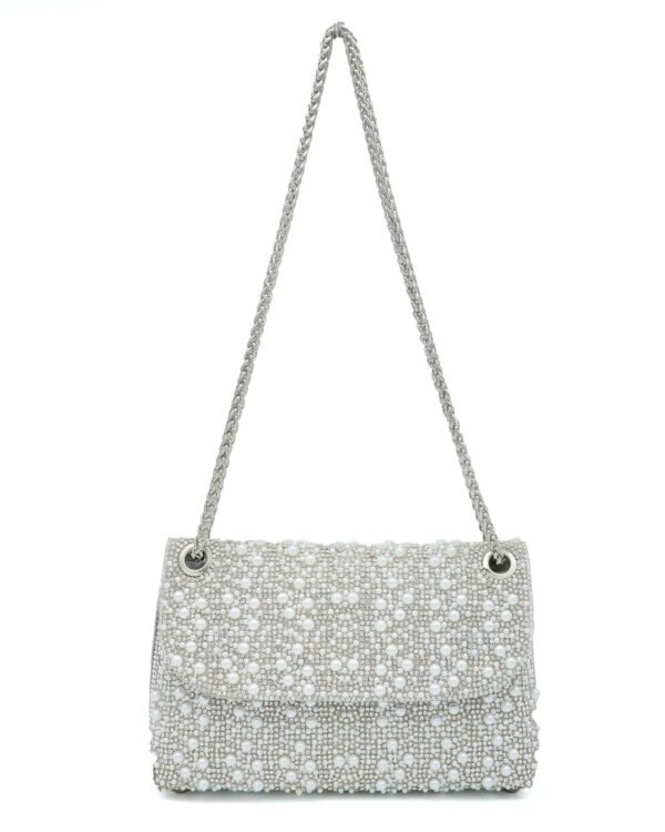 Fancy clautch with pearls in Silver
