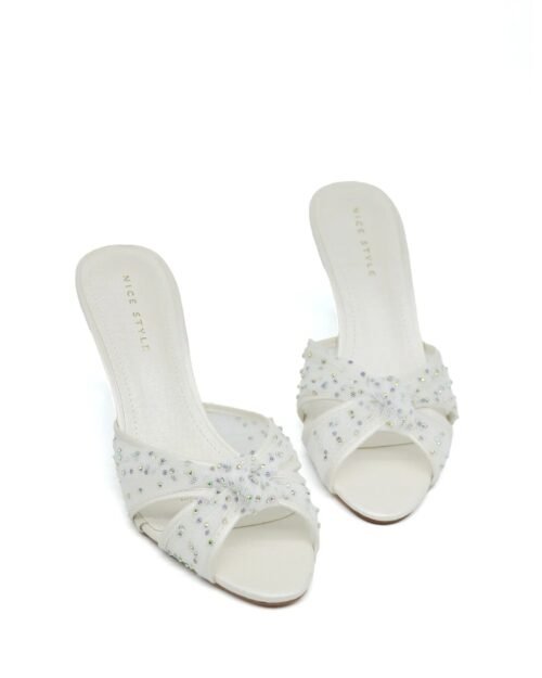 Chic Open_Toe Heeled Mules for women White/AB