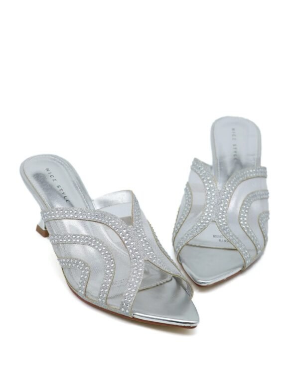 Transparent Design Medium Heel Sandals silver