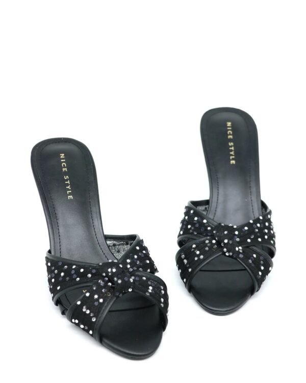 Chic Open_Toe Heeled Mules for women Black /AB