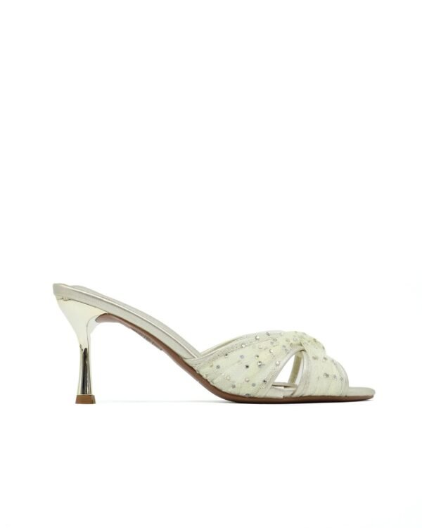 Chic Open_Toe Heeled Mules for women Gold/AB