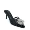 Crystal flowers Thin Heel Sandals Black