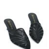 Elegant Low Heel Closed Toe Sandals Black