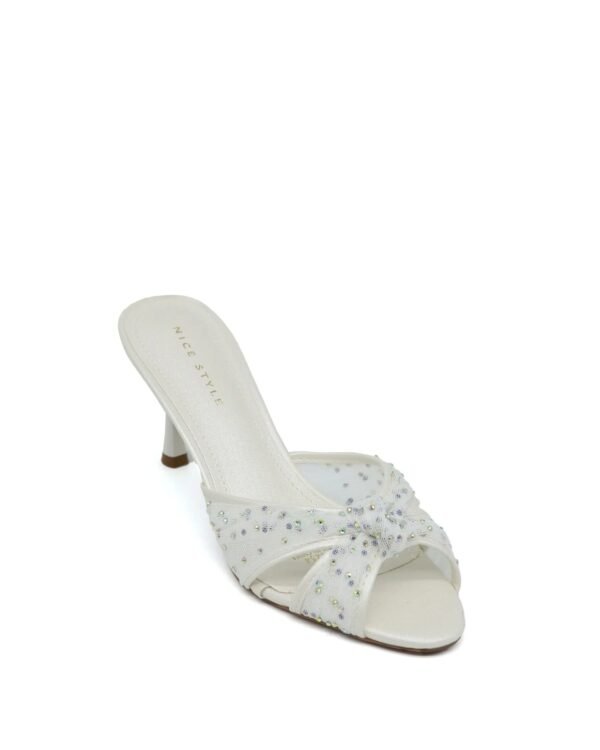 Chic Open_Toe Heeled Mules for women White/AB