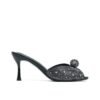 Luxury open _Toe Heeled Mules with Rhinestone Accents Black