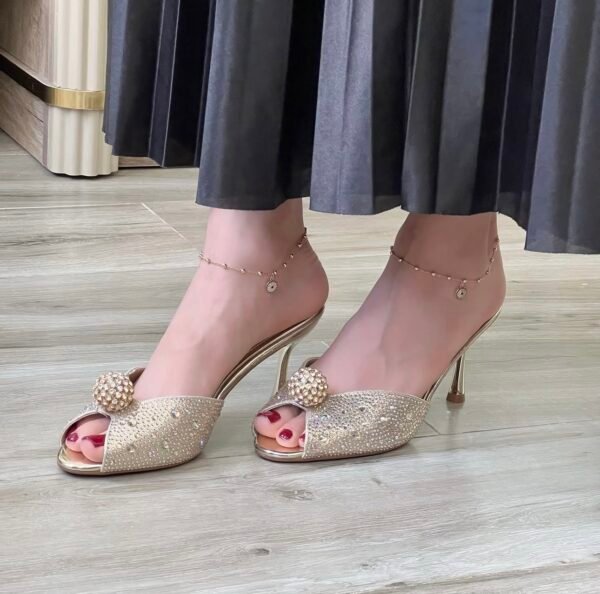 Luxury open Heeled with Rhinestone Accents Gold