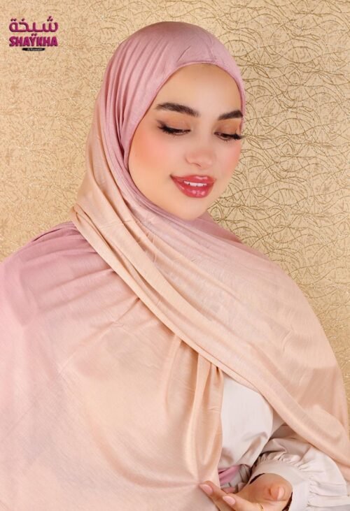 حجاب ماربل قطن باللون الزهر والبيج