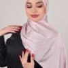 حجاب قطن سحبة باللون الزهر