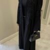 Elegante Bestrickte Abaya in Schwarz mit Muster Details